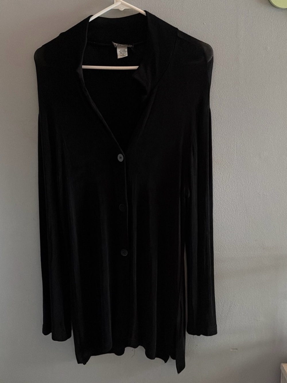 Vintage 90s Jacobi New York Black Liquid Knit Button-Down Top / Cardigan